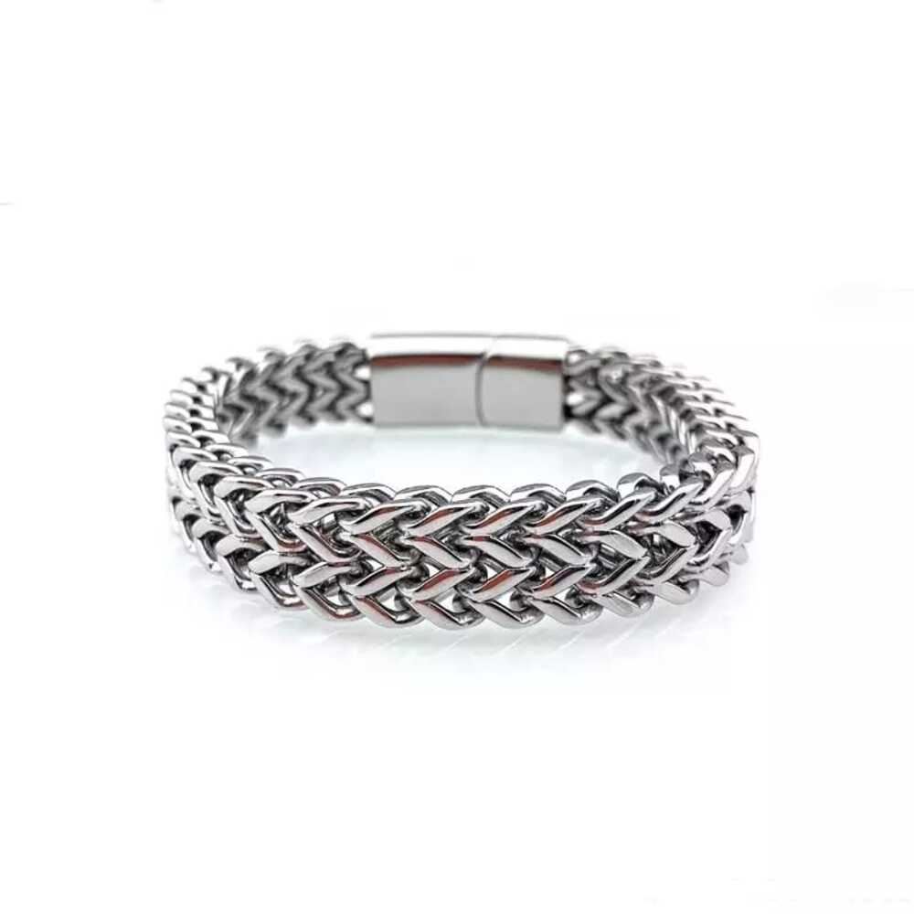 Brazalete Pulsera de Titanio para Hombre Color Plata